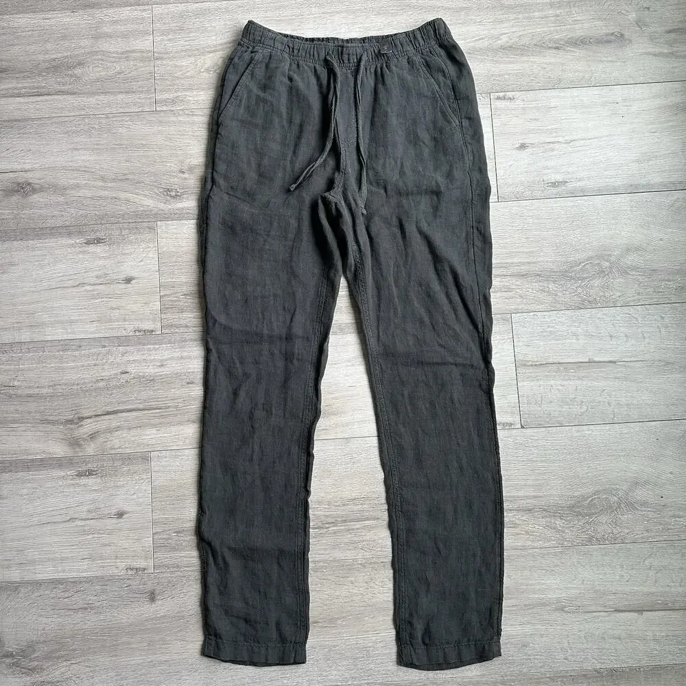 Faherty Men Small 100% Linen Drawstring Pants Gray $168 Lightweight